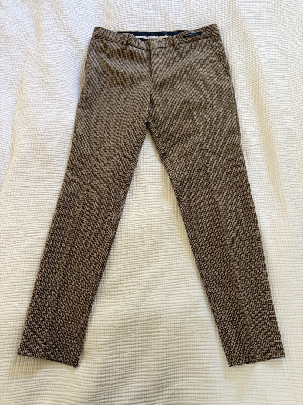 Scotch & Soda Men's Slim Fit Brown Patterned Dress Pants